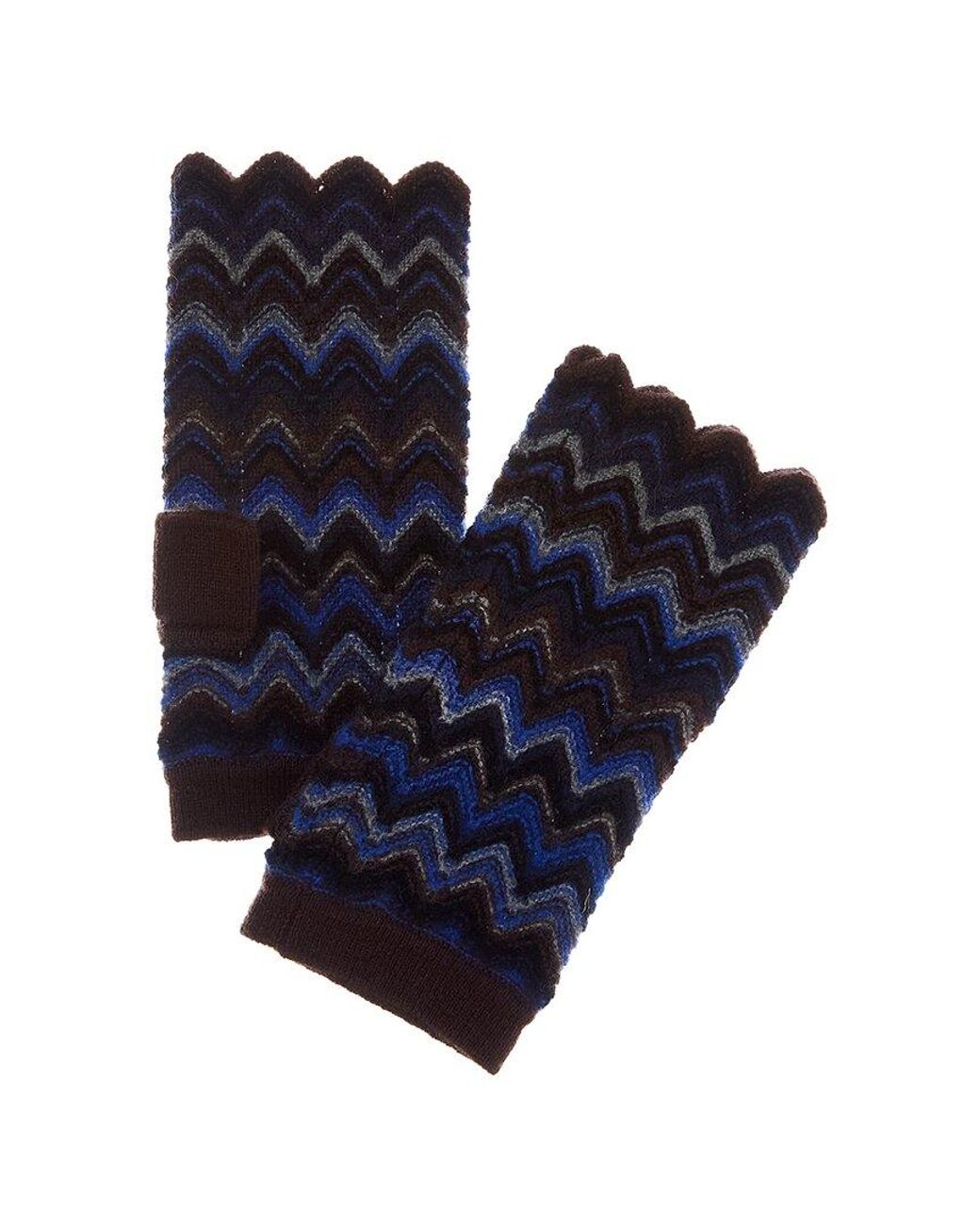 Forte Blue Cashmere Zig Zag Stitch Cashmere Texting Gloves