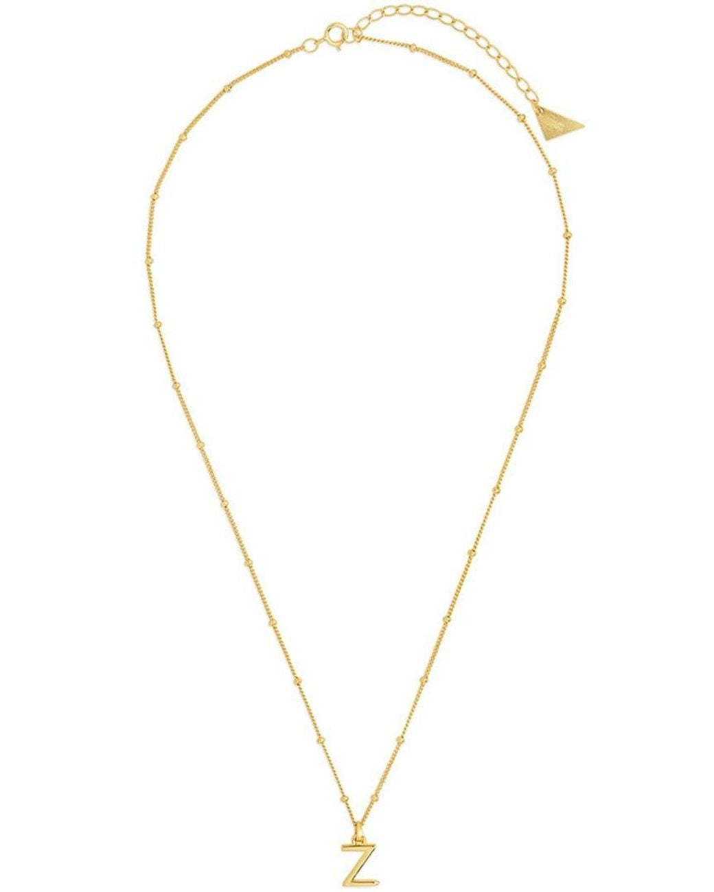 Sterling Forever Metallic 14k Over Silver Initial With Beaded Chain Necklace (a-z)