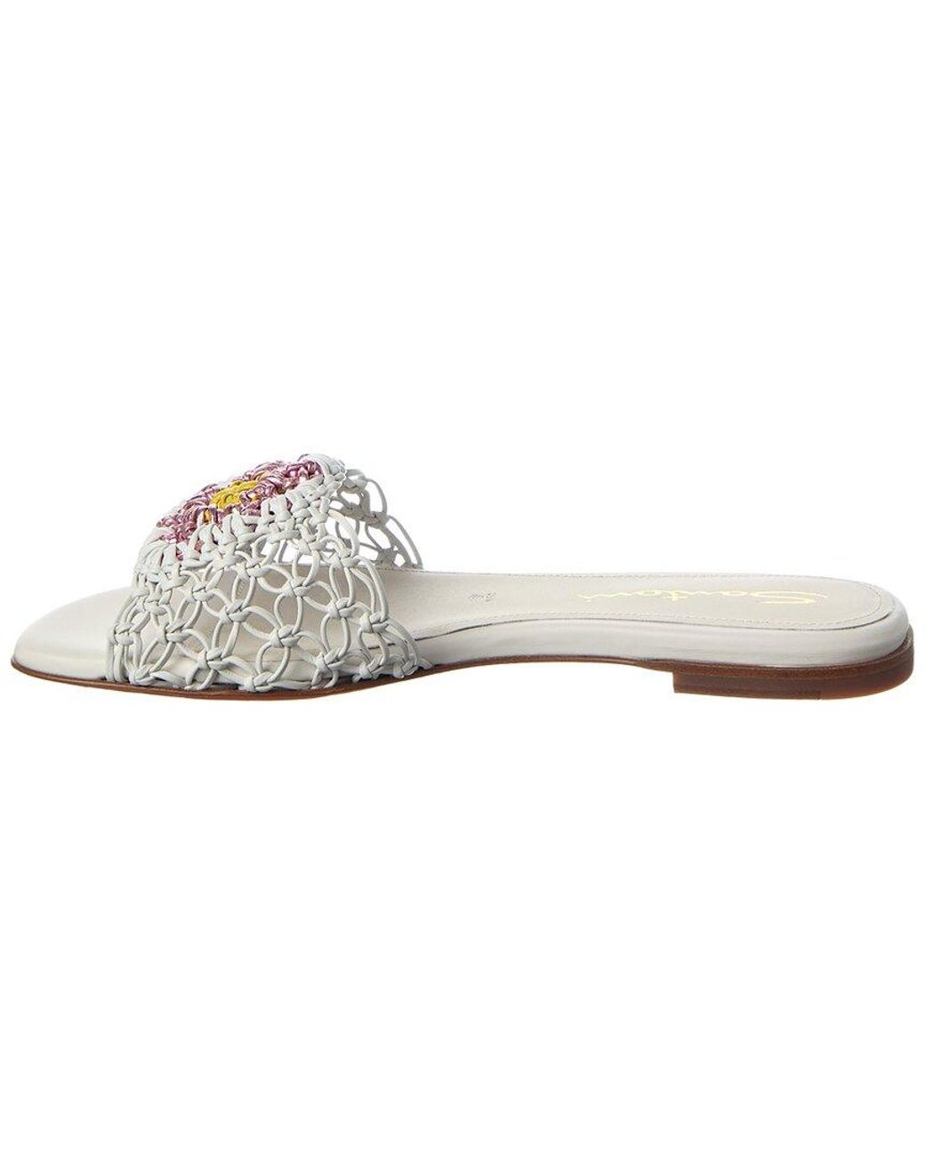 Santoni White Leather Sandal