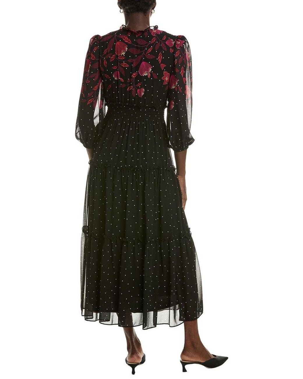 Maison Tara Black Long Sleeve Midi Dress