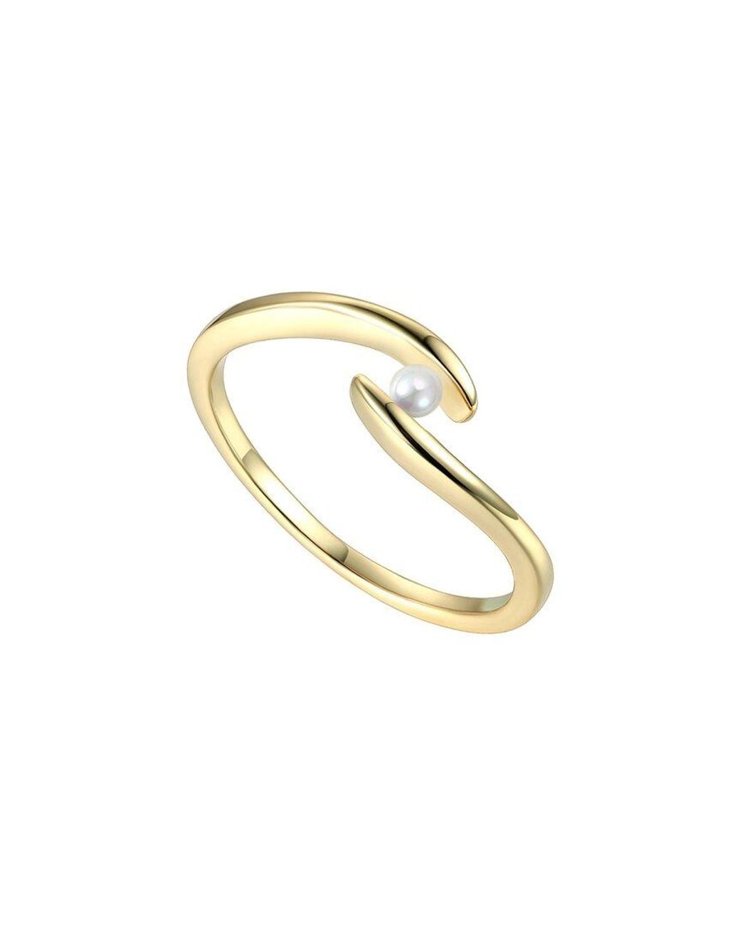 Genevive Jewelry Metallic 14k Over Silver 3mm Pearl Ring