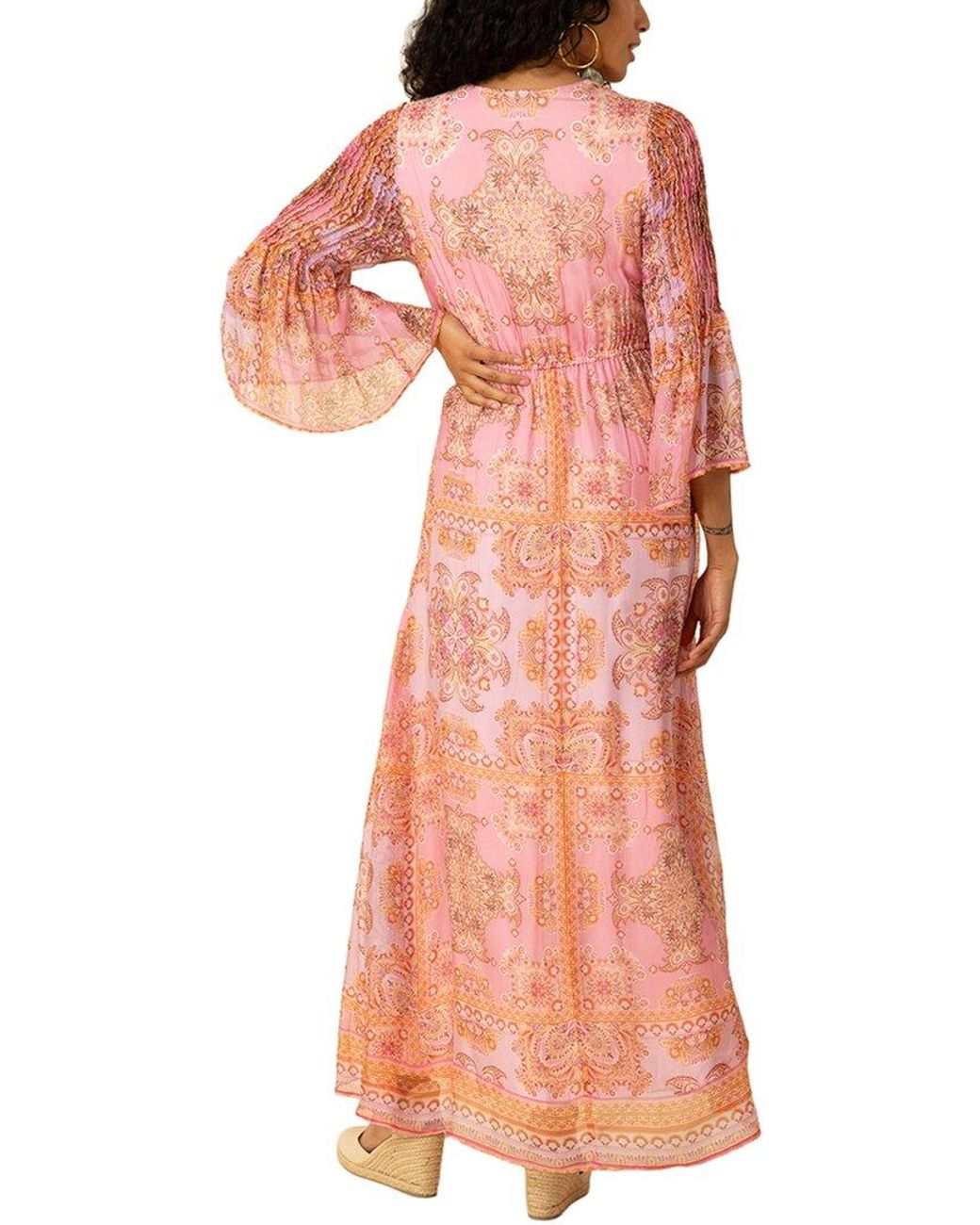 Hale Bob Pink Silk-Blend Mara Maxi Dress