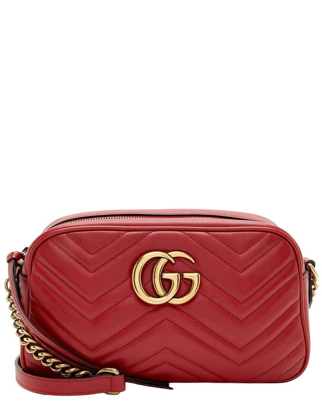 Gucci Red Matelassé GG Marmont Small Camera Bag (authentic Pre-loved)