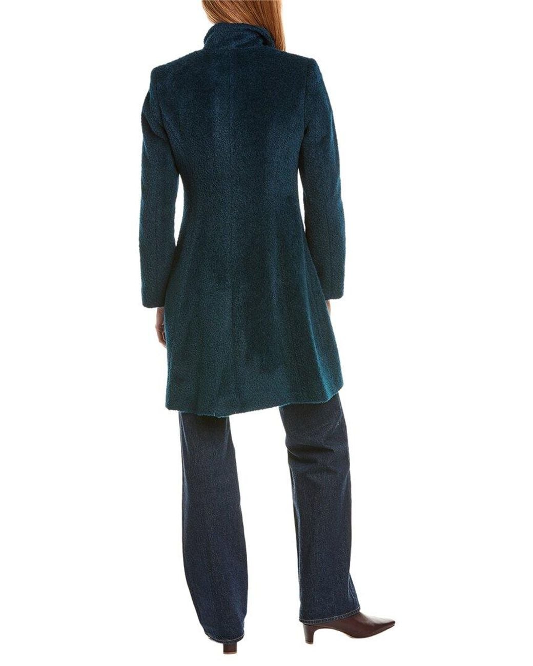Sofiacashmere Blue Sofiacashmere Stand Collar Wool & Alpaca-Blend Coat