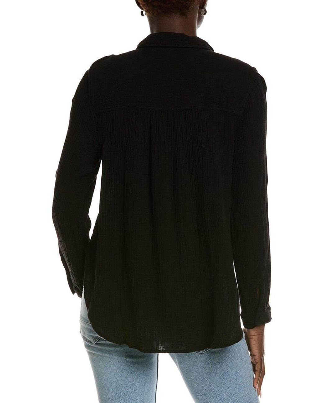 Bella Dahl Black Rounded Hem Button Down Shirt