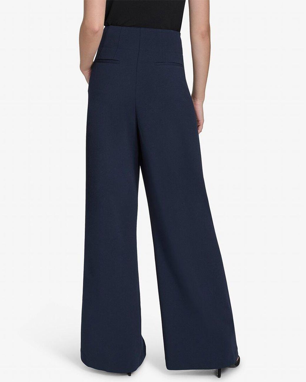 Halston Heritage Blue Lace-Up Front Pant