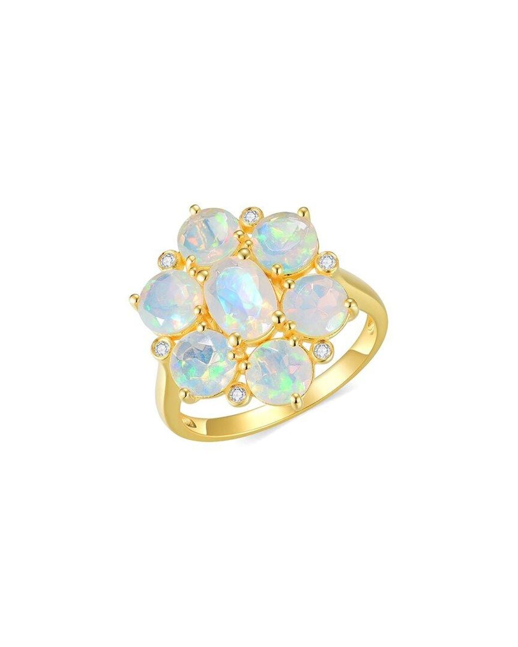 Nina Zhou Jewelry Blue 14K 3.26 Ct. Tw. Diamond & Opal Cocktail Ring