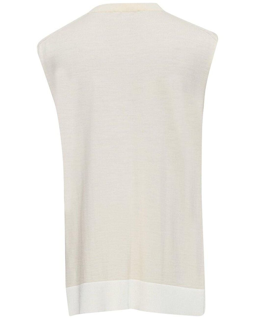 Céline White Wool Cashmere Split Sweater Vest, Size Int (Authentic Pre-Loved)