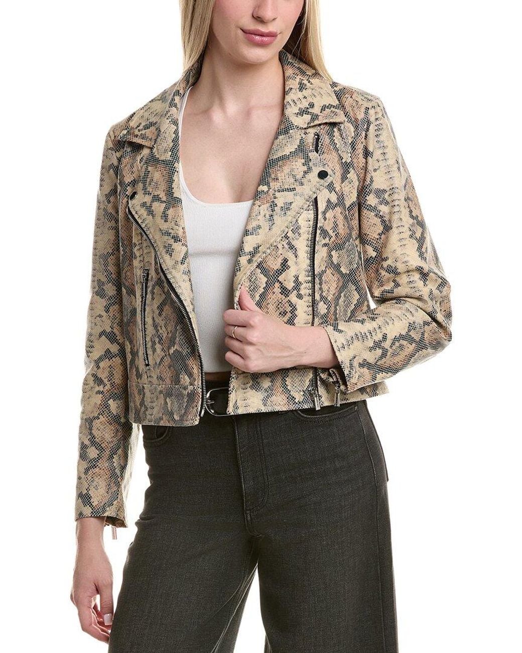 Laundry by Shelli Segal Gray Snake Moto Jacket