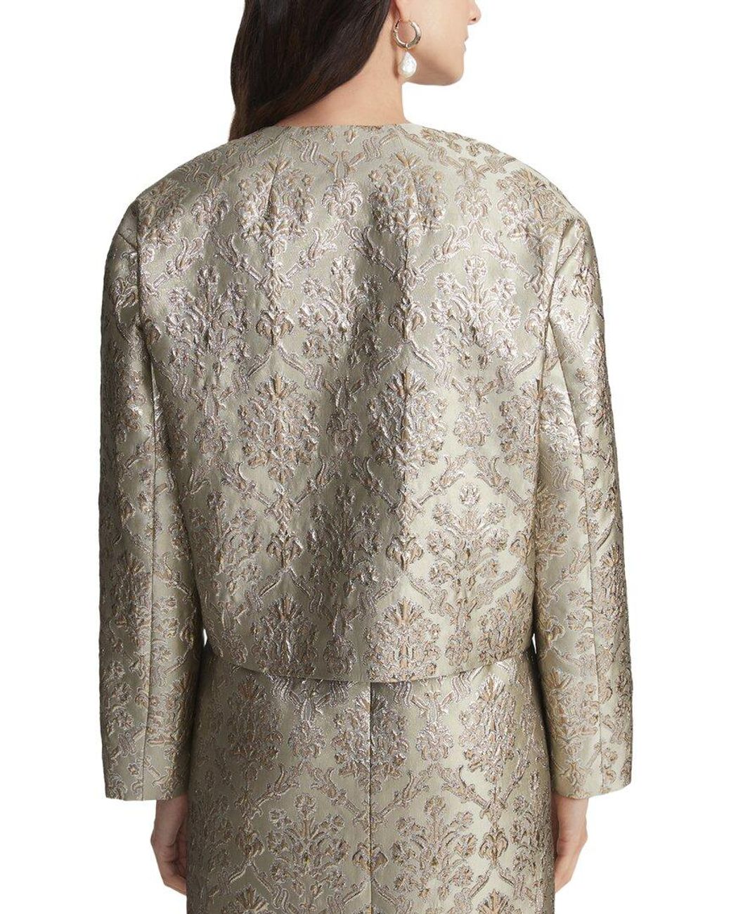 Lafayette 148 New York Gray Collarless Drop Shoulder Jacket