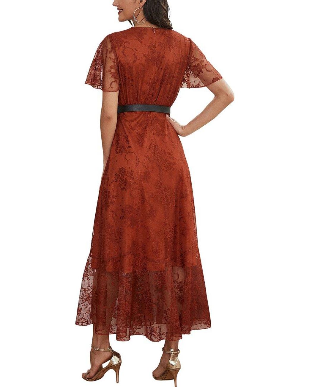 COLON DIANA Red Midi Dress