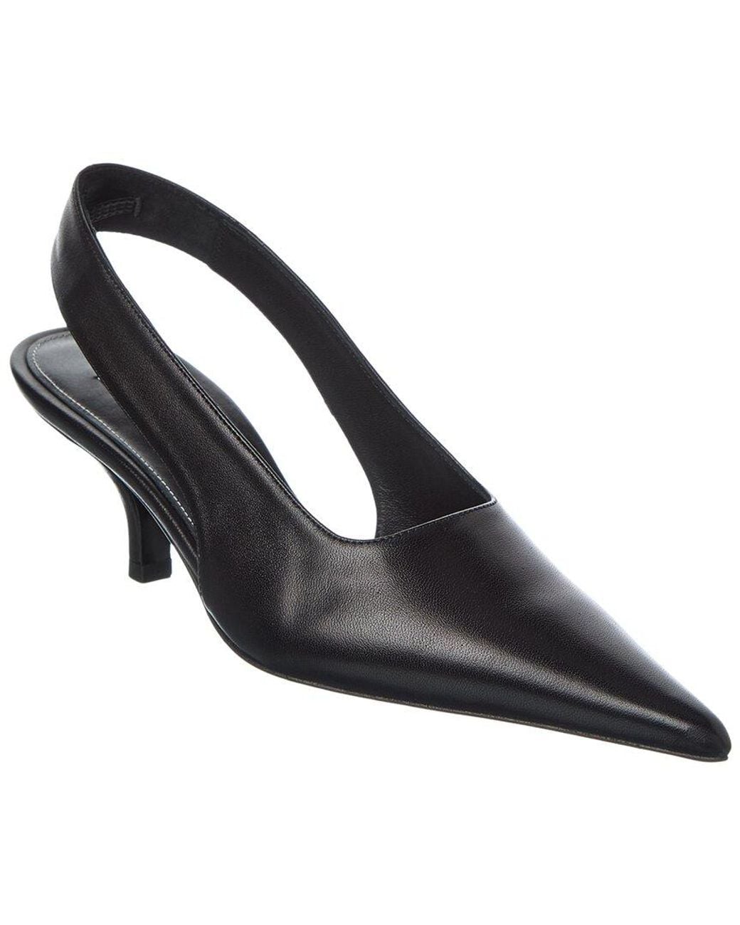 Totême Black Decollete Leather Slingback Pump