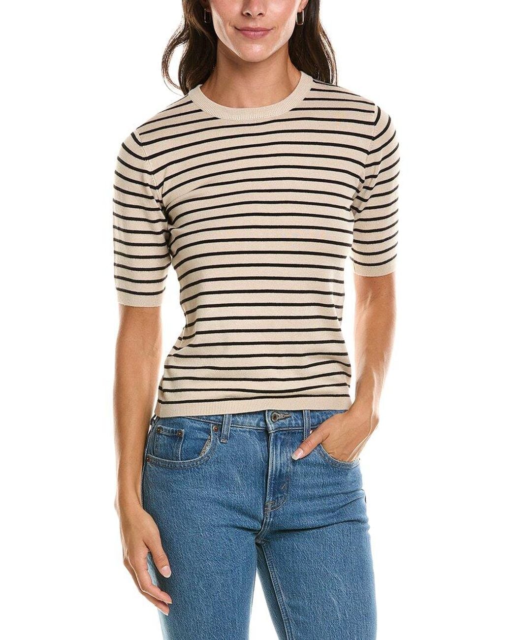 Tahari Blue Striped Knit T-Shirt