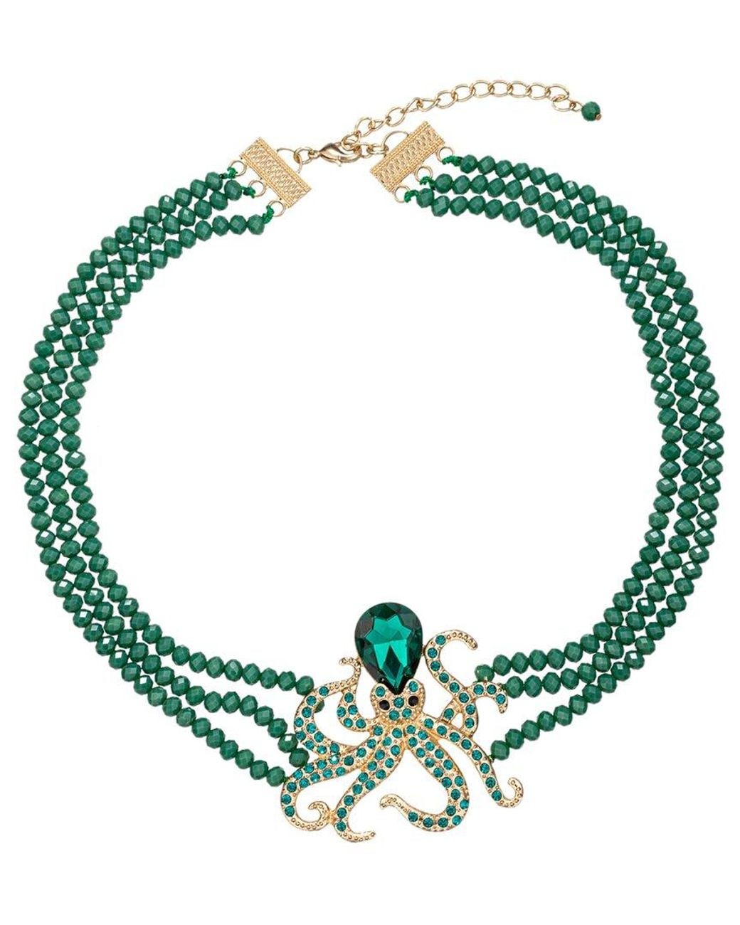 Eye Candy LA Green Octopus Statement Beaded Necklace