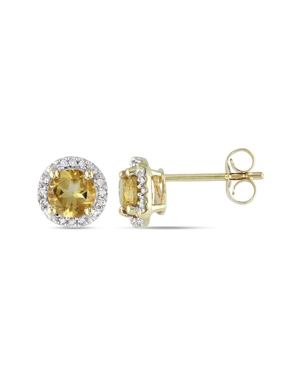 Rina Limor Metallic 10k 0.95 Ct. Tw. Diamond & Citrine Earrings