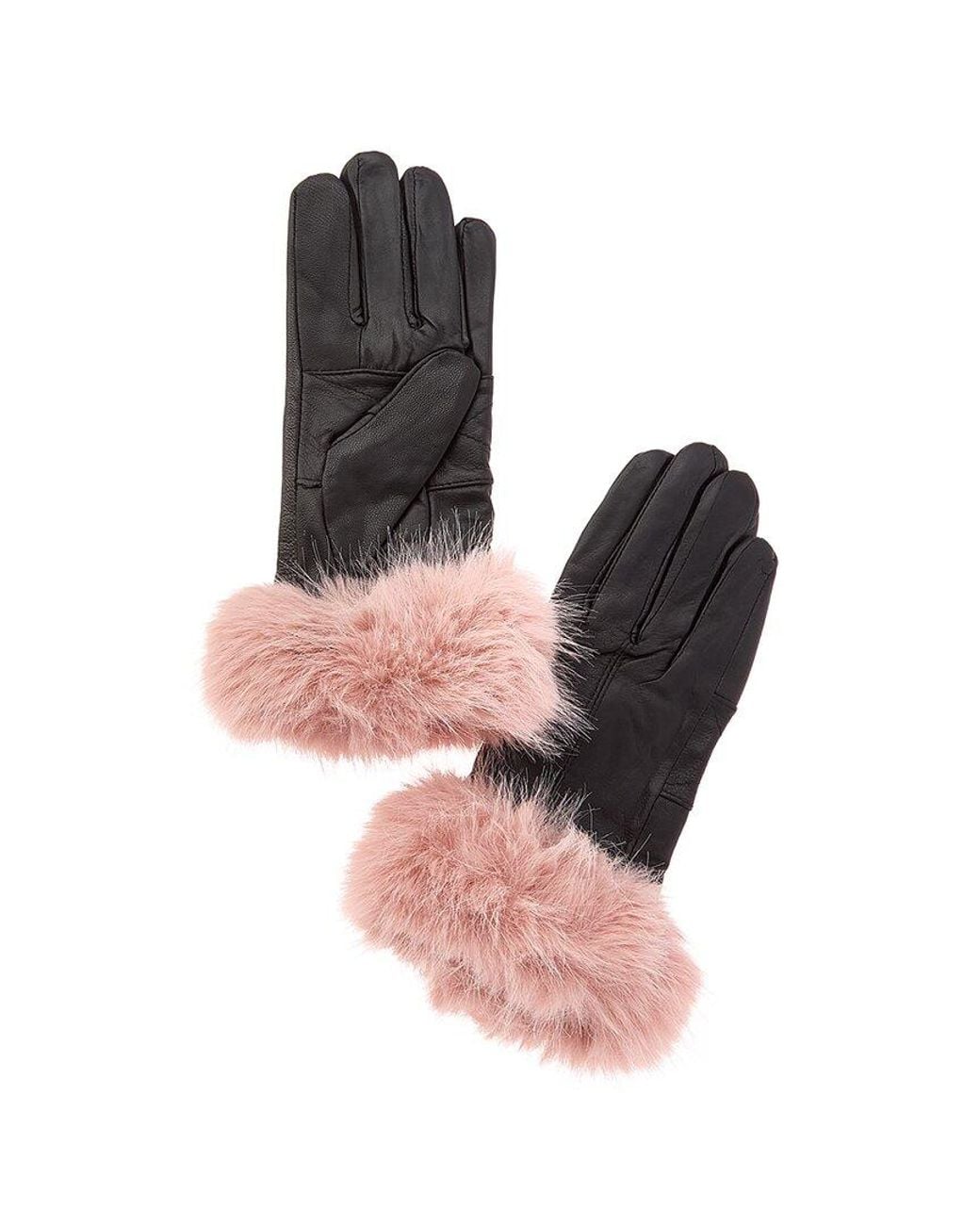 Surell Black Accessories Pieced Leather Gloves