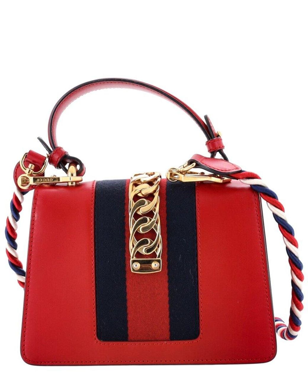 Gucci Red Leather Sylvie Top Handle Bag Mini (Authentic Pre-Loved)