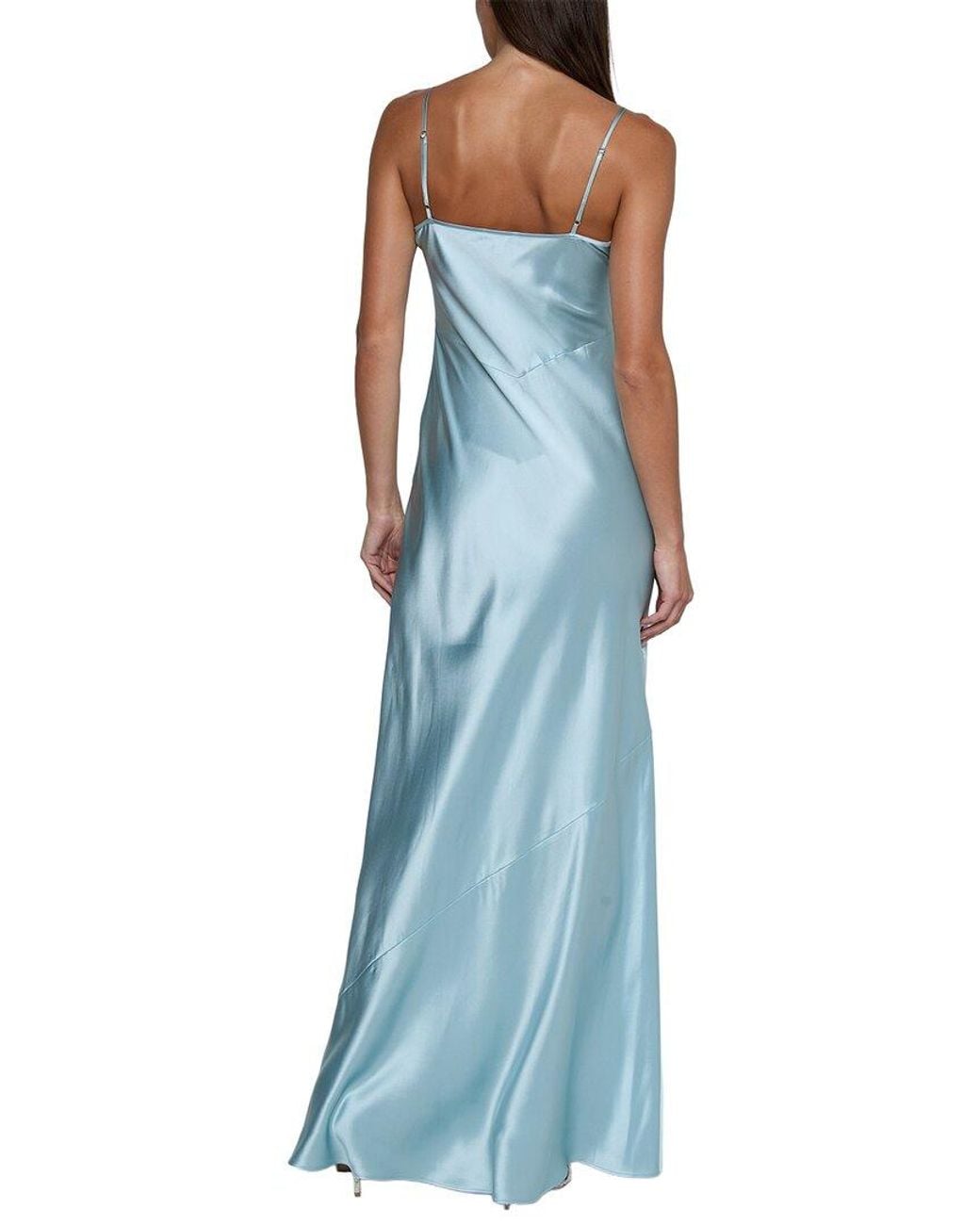 L'Agence Blue Charmaine U Neck Silk Gown