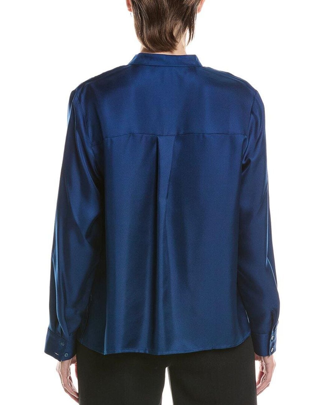Eileen Fisher Blue Silk Twill Top