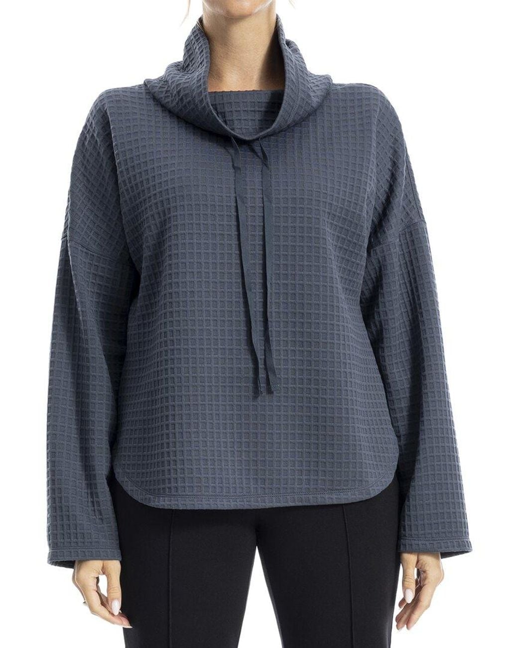 Max Studio Blue Long Sleeve Cowl Neck Top