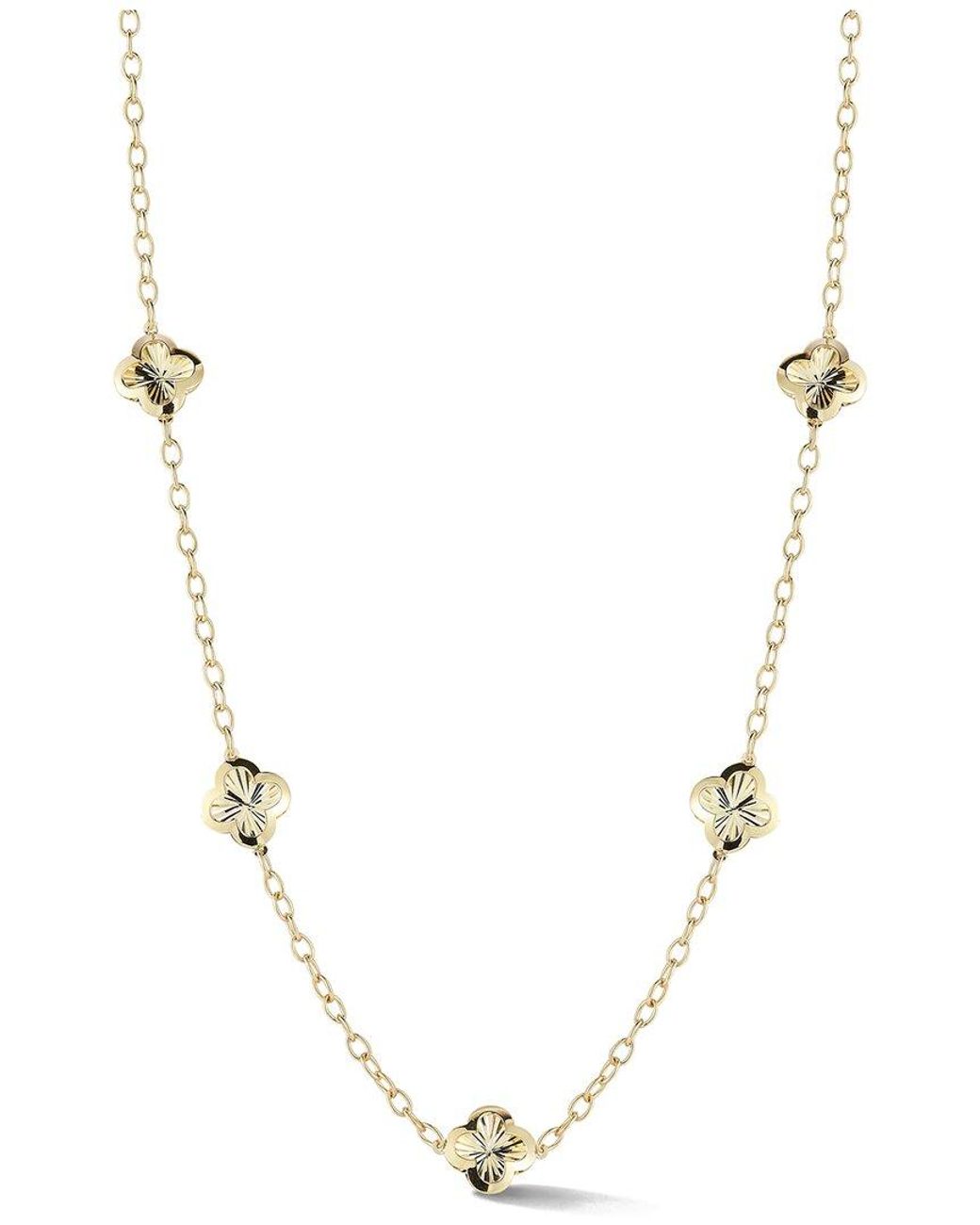 Ember Fine Jewelry Metallic 14K Cut Clover Station Necklace