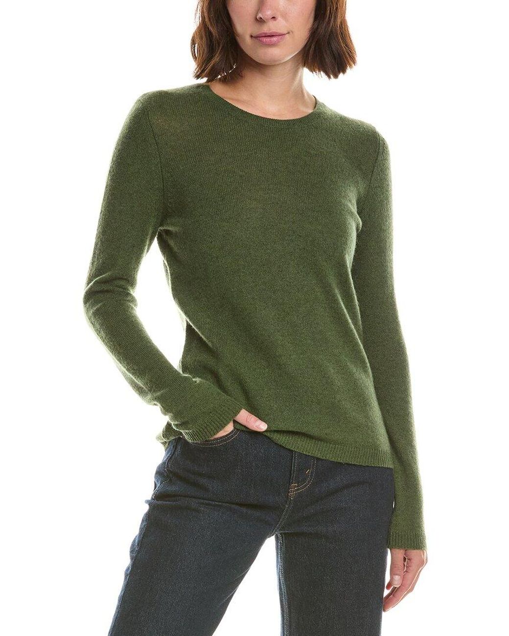 Forte Green Basic Crewneck 100% Cashmere Sweater
