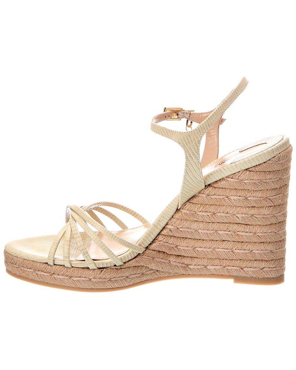 Tom Ford Natural Cabana Leather Wedge Sandal