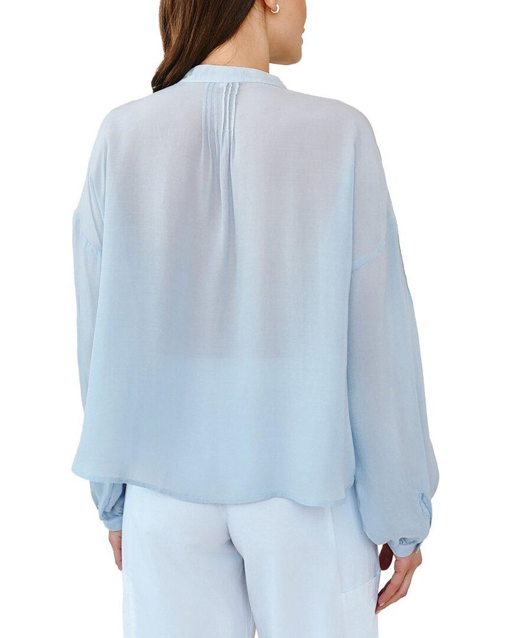 Bella Dahl Blue Drop-Shoulder Pintuck Shirt