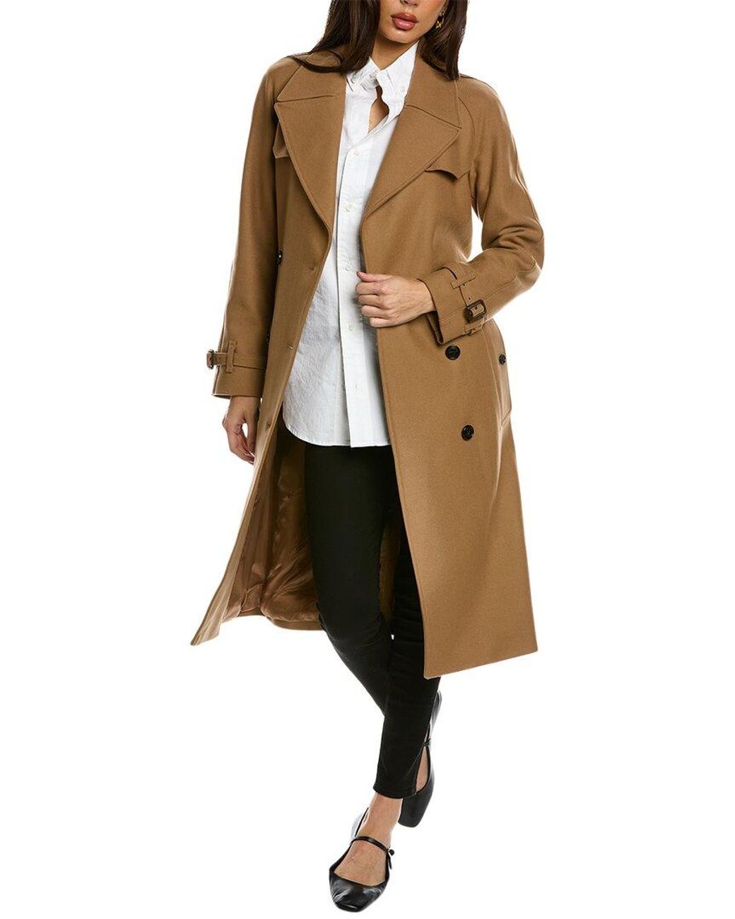 Burberry Herringbone Wool-blend Trench Coat in Natural | Lyst