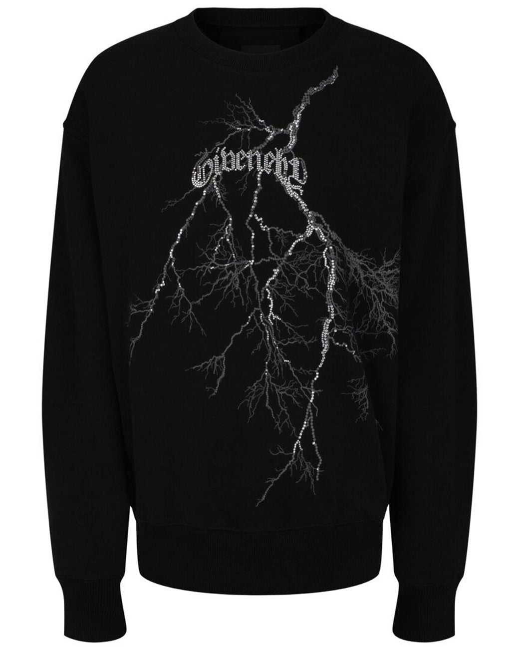 Givenchy Black Lightning Bolt Crewneck Sweatshirt for men