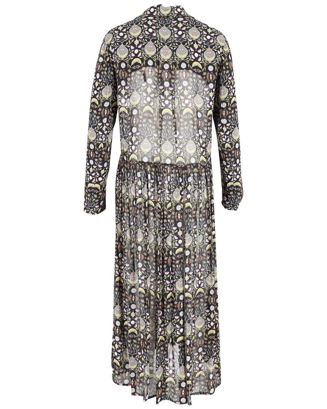 Chloé Gray Button-Front Printed Georgette Dress, Size Int, (Authentic Pre-Loved)