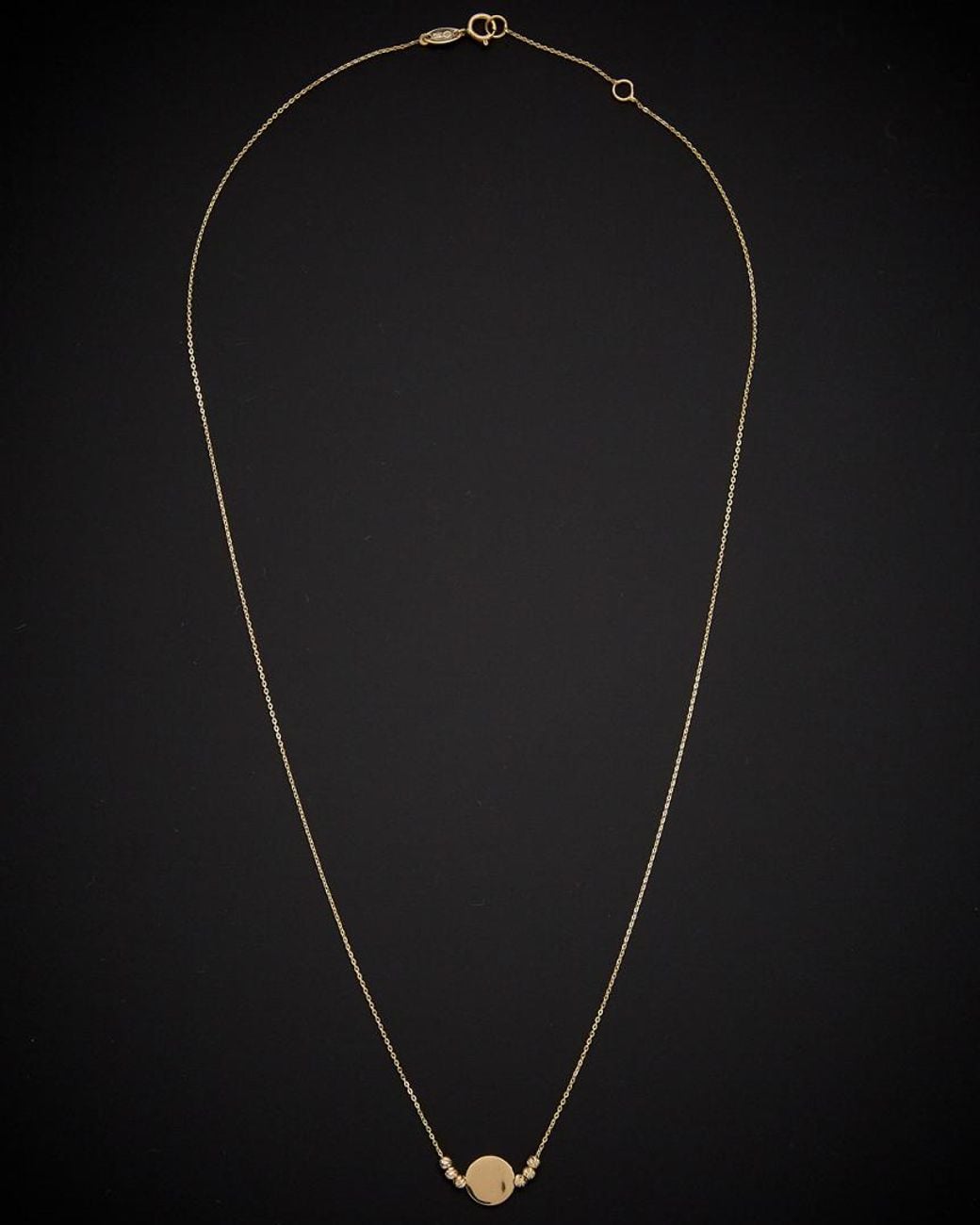 Italian Gold Black 14k Disc & Bead Necklace