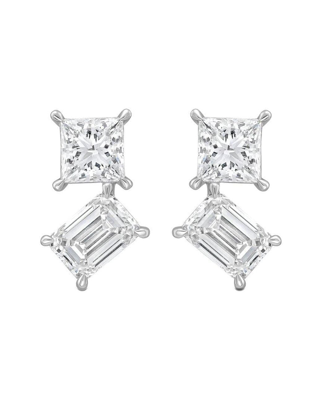 Diana M White Diana M. 14K 4.00 Ct. Tw. Lab-Grown Diamond Two-Stone Earrings