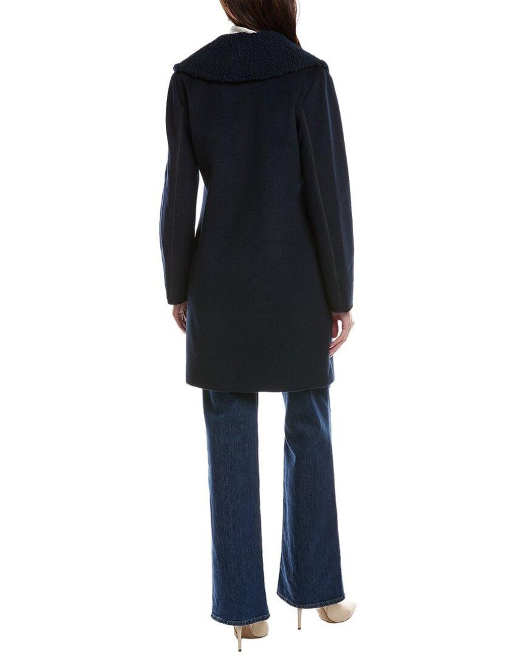 Scotch & Soda Blue Runa Double-Breasted Mid-Length Coat
