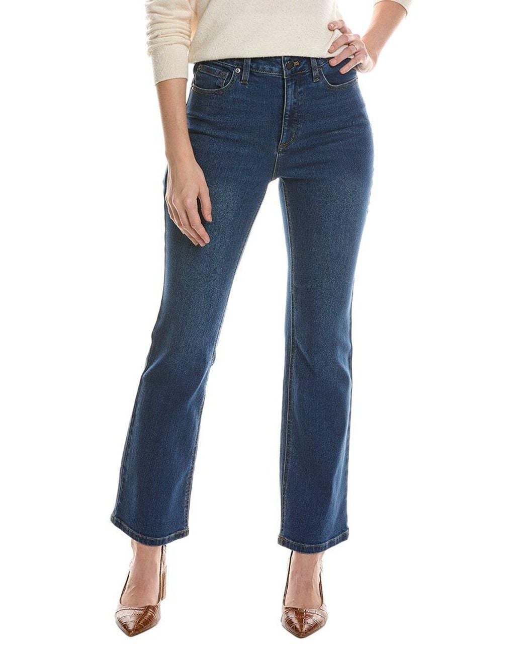 Anne Klein Blue Bootleg Sateen Denim Pant