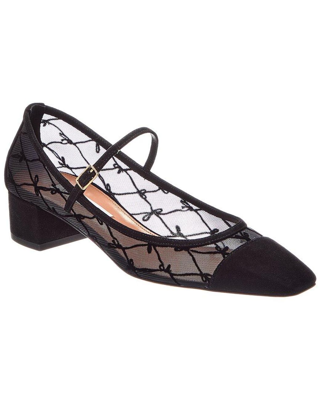Aquazzura Black Mesh & Suede 40 Pump