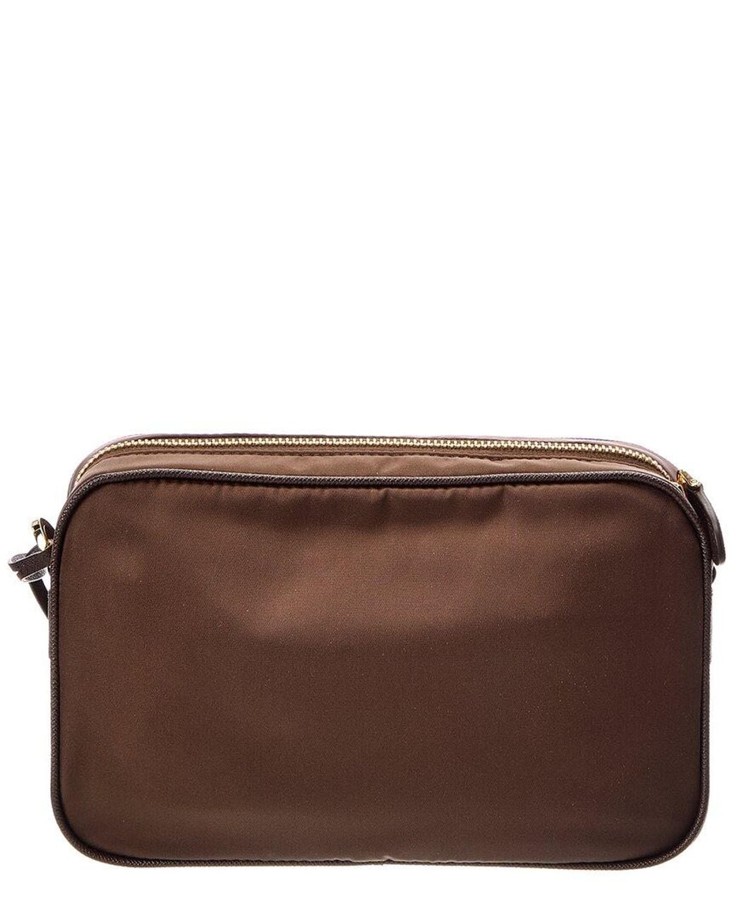 Prada Brown Triangle Logo Mini Nylon Camera Bag