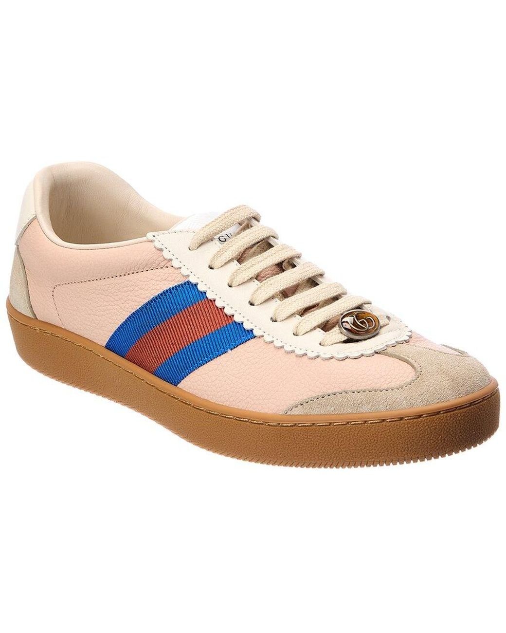 Gucci leather sneaker with web on sale