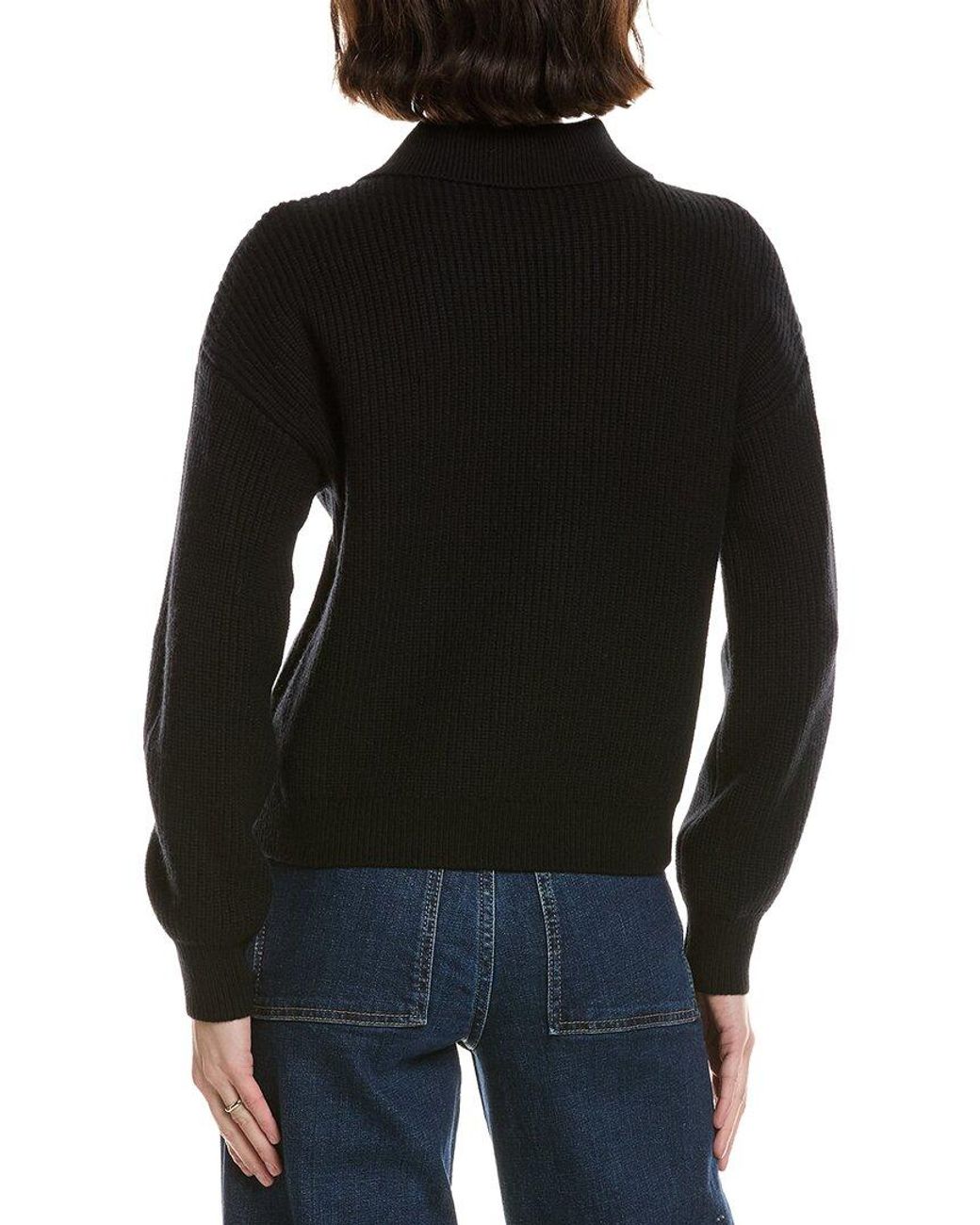 Lilla P Black Easy Fit Keyhole Rib Sweater