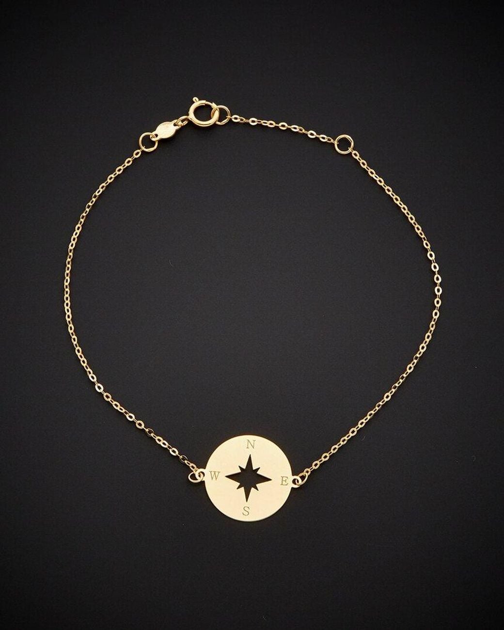 Italian Gold Black 14K Extender Compass Bracelet