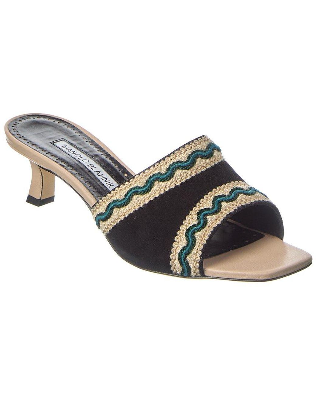 Manolo Blahnik Black Marebis 50 Suede Sandal