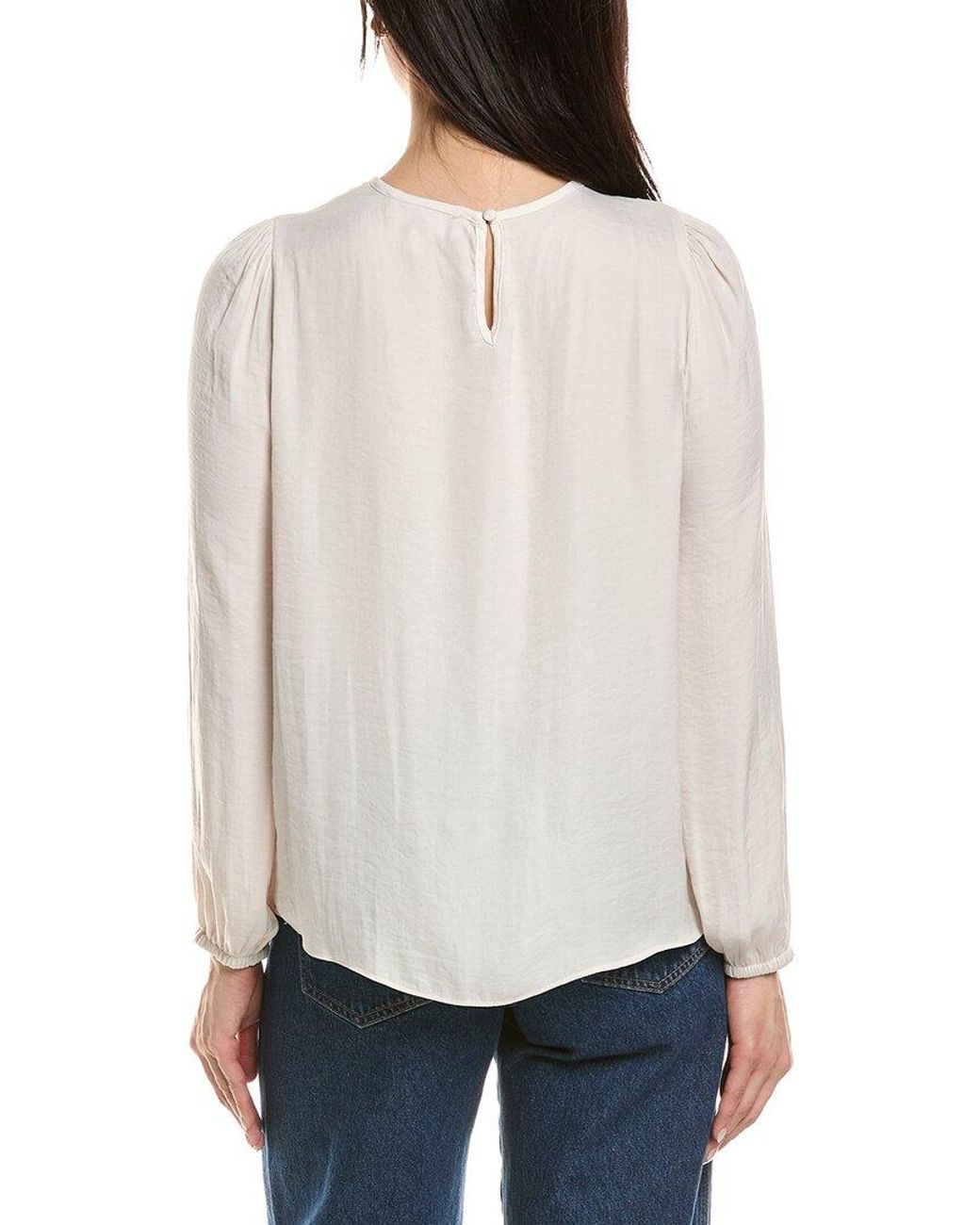 Philosophy White Embroidered Crochet-Trim Blouse
