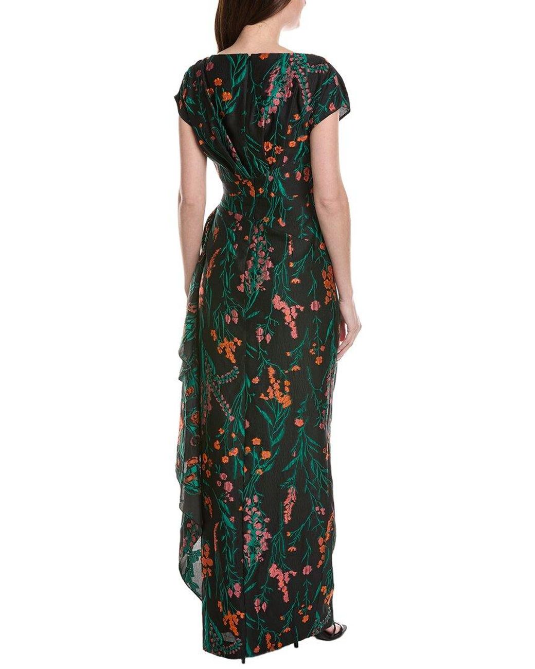 Lela Rose Green Florence Silk-Blend Gown