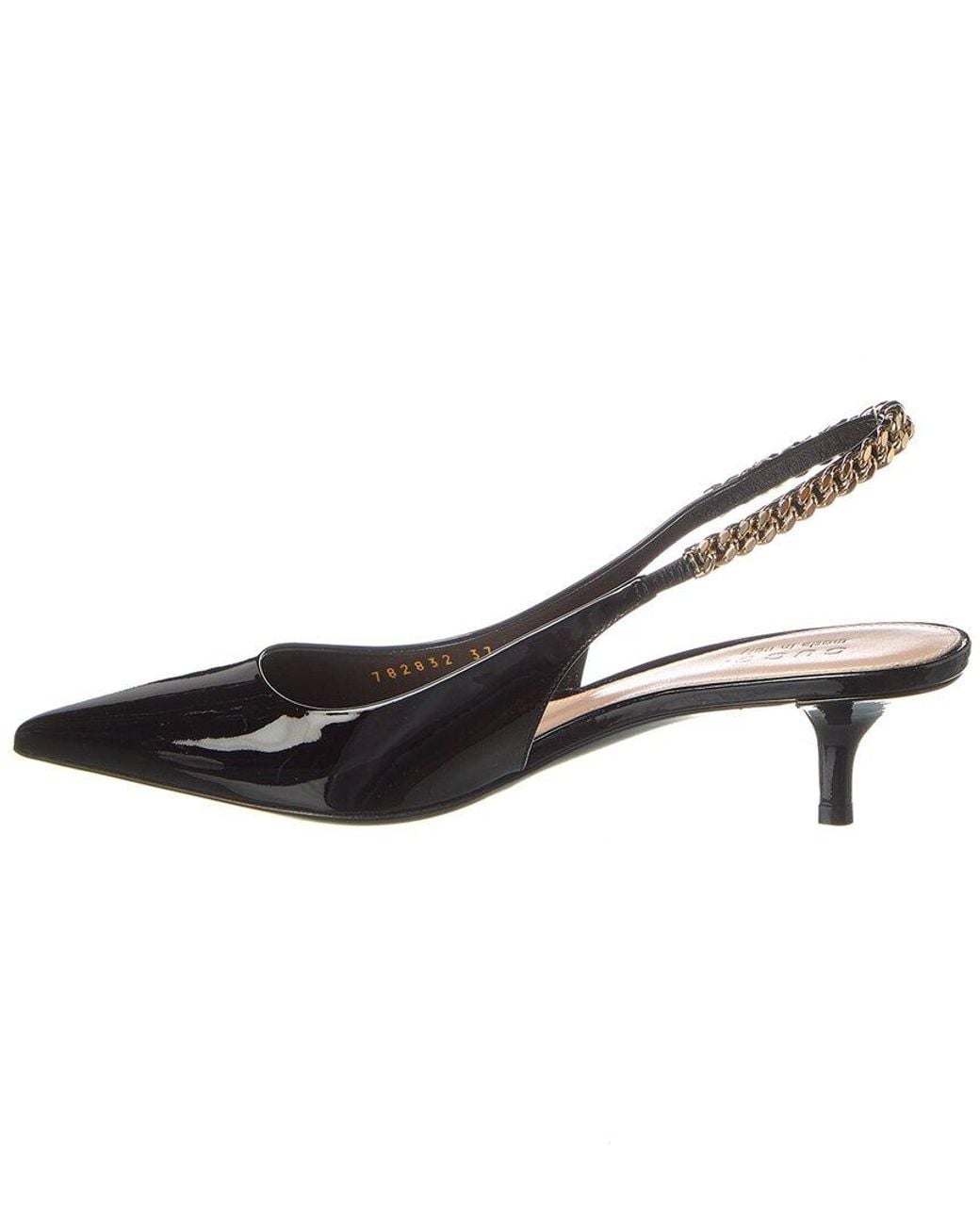Gucci Black Signoria Patent Slingback Pump