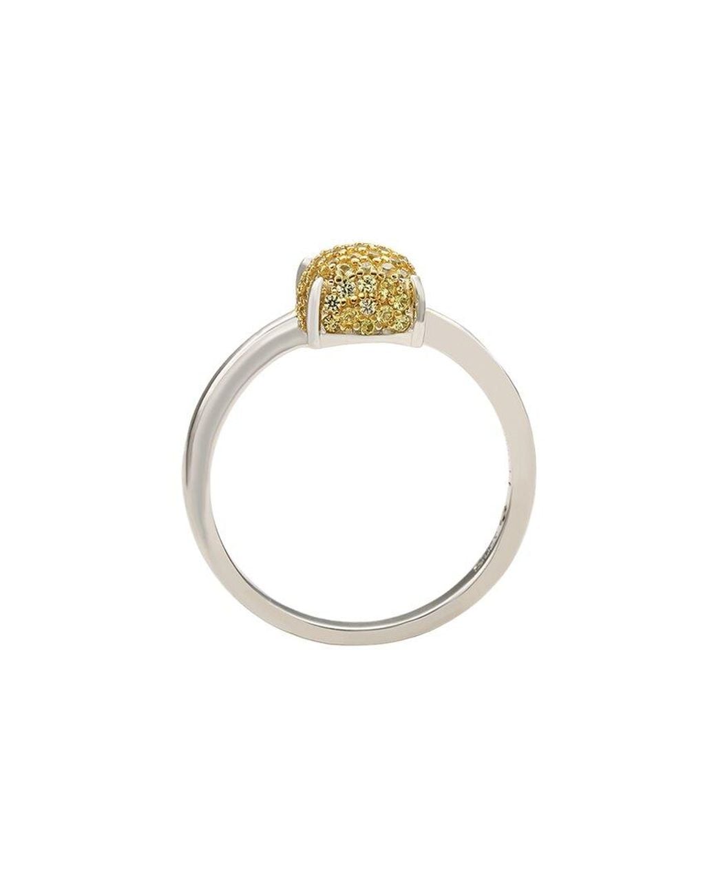 Suzy Levian White Silver 0.02 Ct. Tw. Diamond & Sapphire Ring
