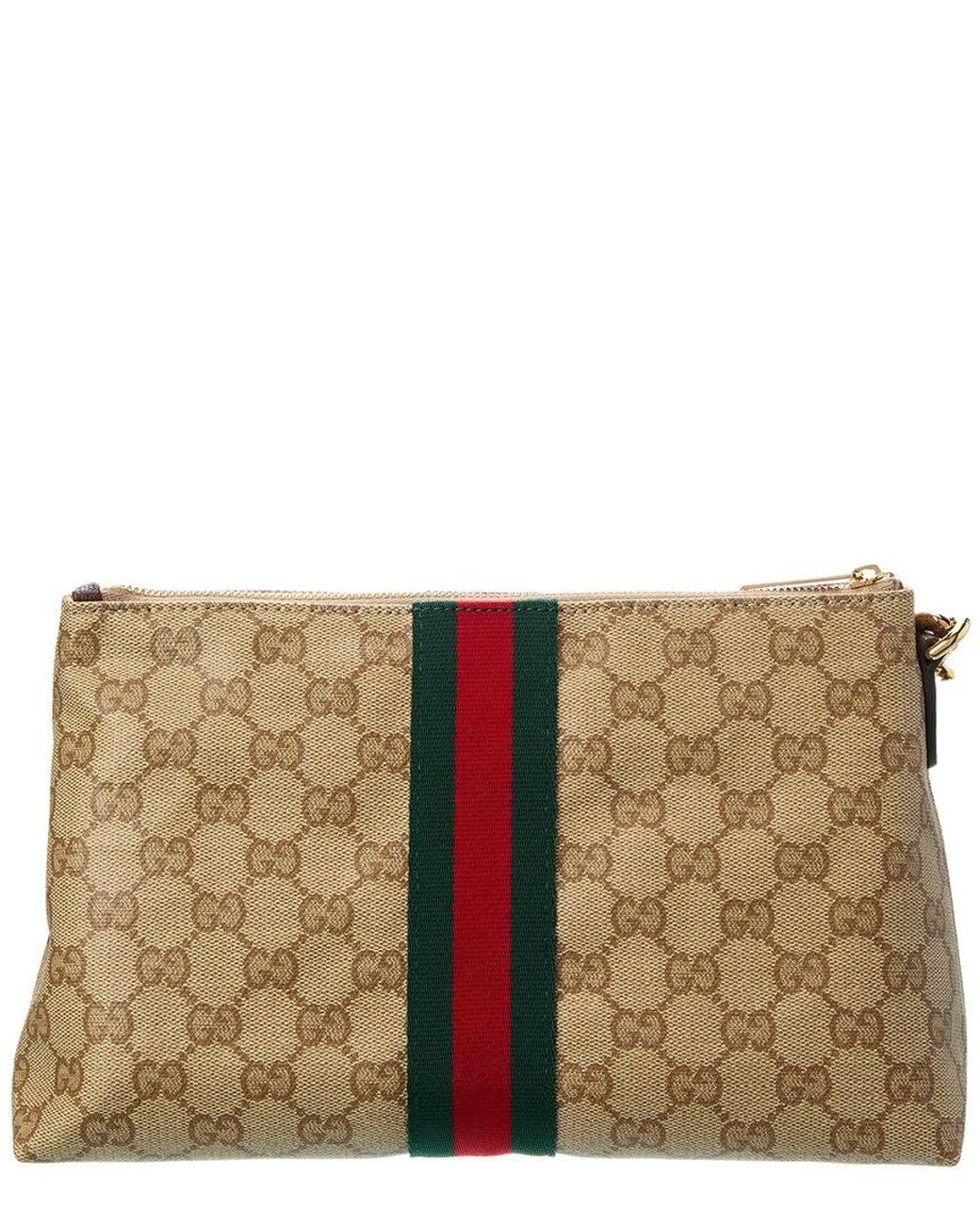 Gucci Brown Small Gg Coated Canvas Pouch