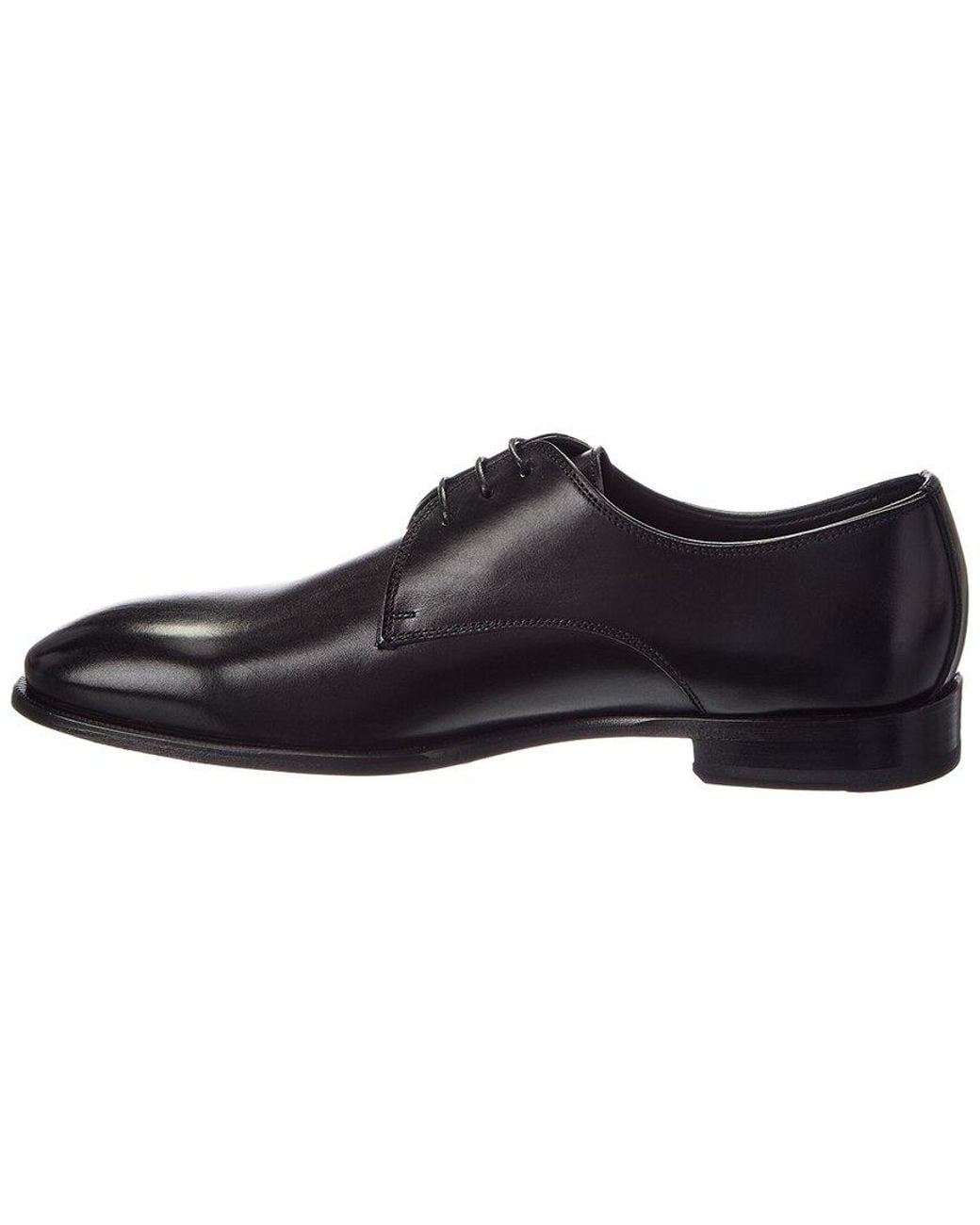 Isaia Black Leather Derby for men