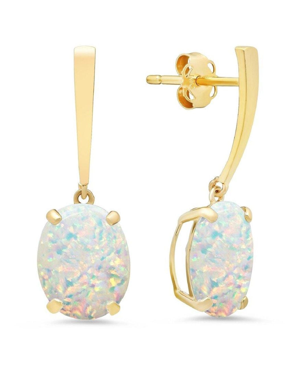 MaxColor Metallic 14k 1.50 Ct. Tw. Lab-grown Opal Drop Earrings