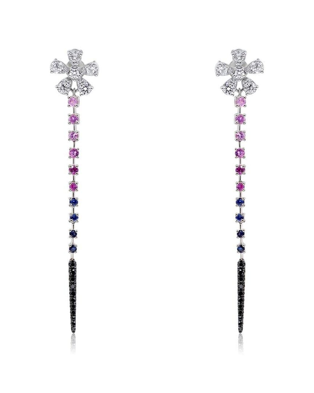 Diana M Fine Jewelry 14k White Gold 1.21 Ct. Tw. Diamond & Sapphire Earrings