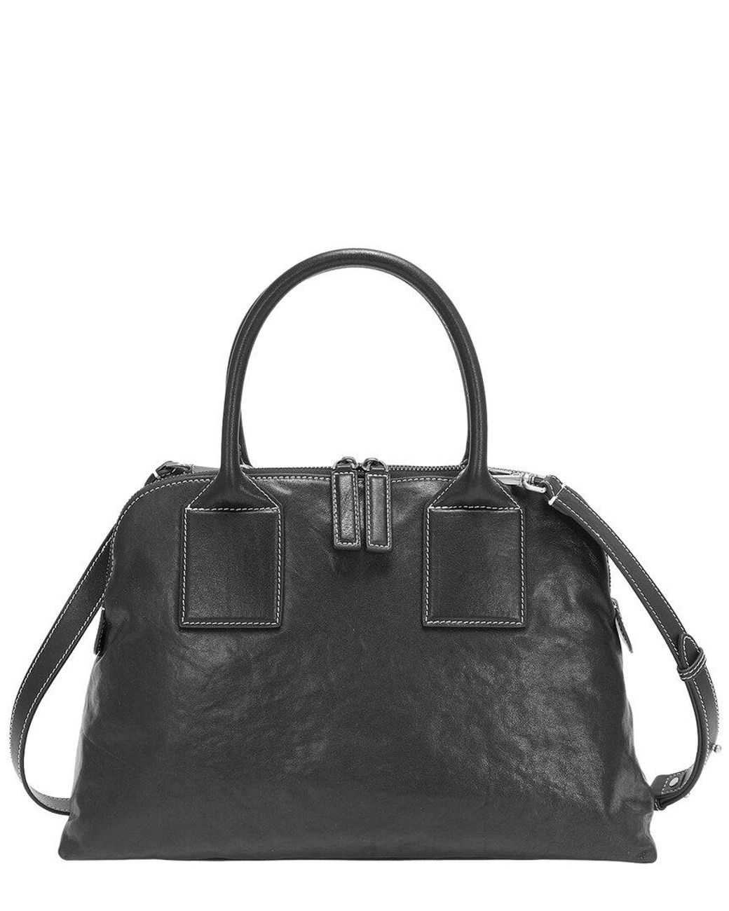 Tiffany & Fred Paris Black Classic Leather Dome Satchel
